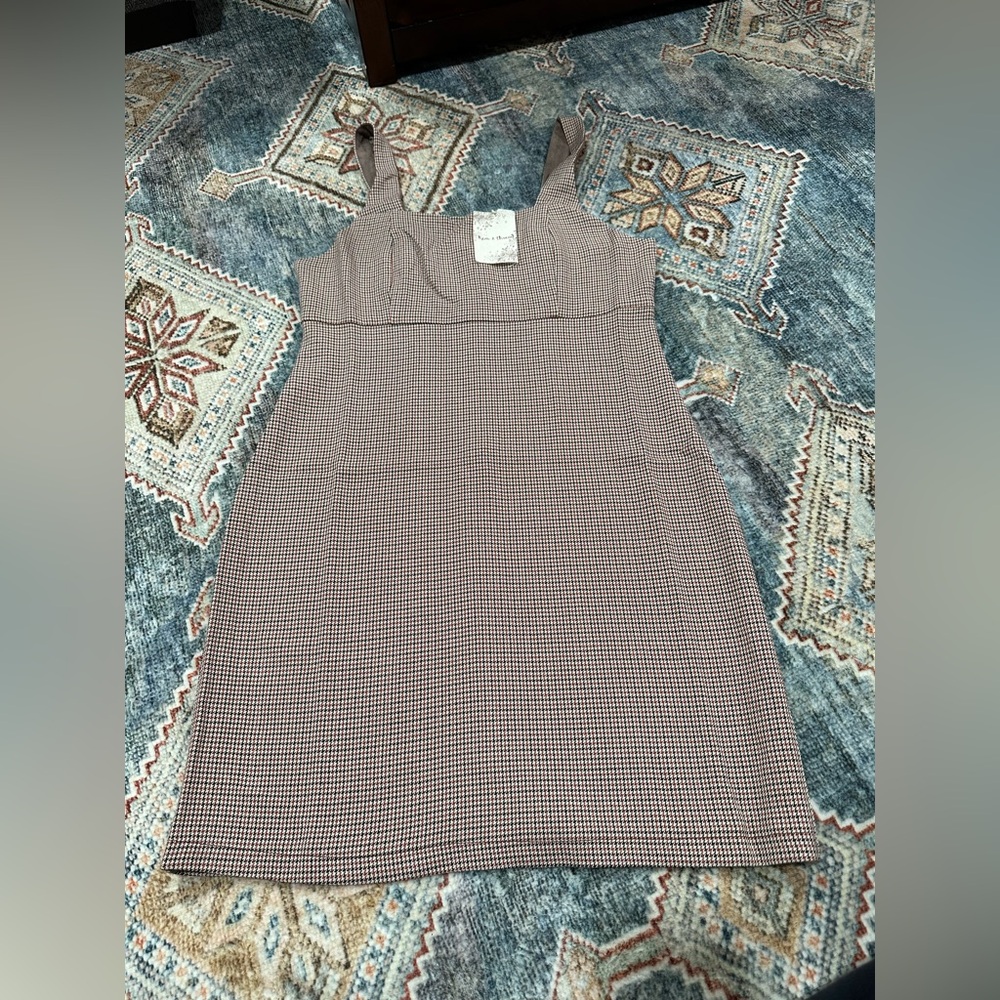 Hem & Thread Brown Houndstooth Mini‎ Dress